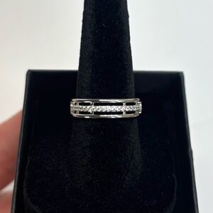 18k white gold-plated triple band ring